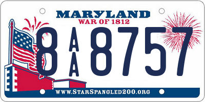 MD license plate 8AA8757