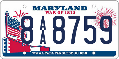 MD license plate 8AA8759