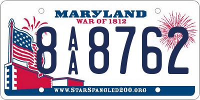MD license plate 8AA8762