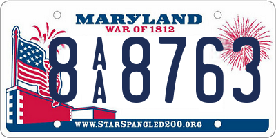MD license plate 8AA8763