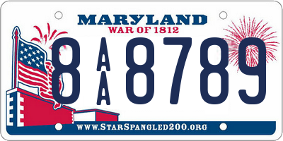 MD license plate 8AA8789