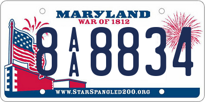MD license plate 8AA8834