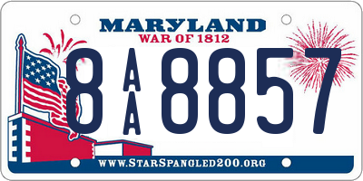 MD license plate 8AA8857