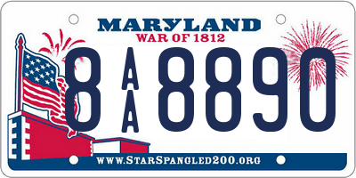MD license plate 8AA8890