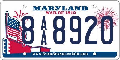 MD license plate 8AA8920