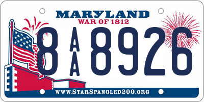 MD license plate 8AA8926