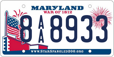 MD license plate 8AA8933