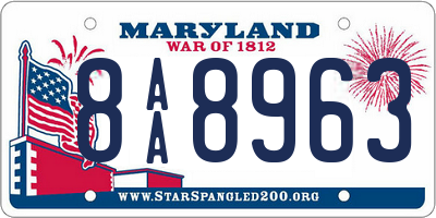 MD license plate 8AA8963
