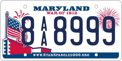 MD license plate 8AA8999