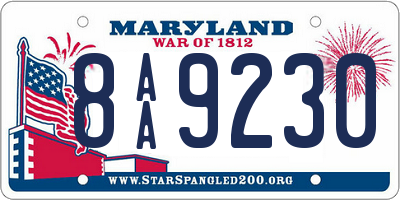 MD license plate 8AA9230