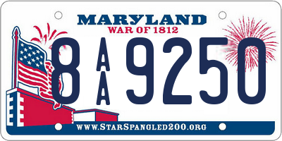 MD license plate 8AA9250
