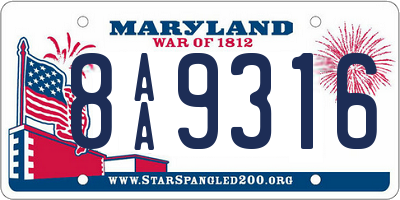 MD license plate 8AA9316