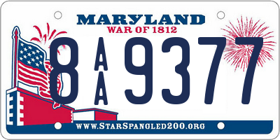 MD license plate 8AA9377