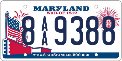 MD license plate 8AA9388