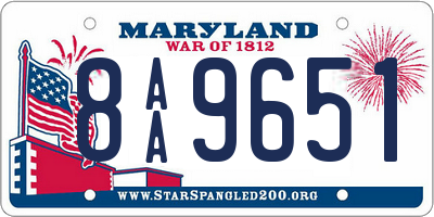 MD license plate 8AA9651
