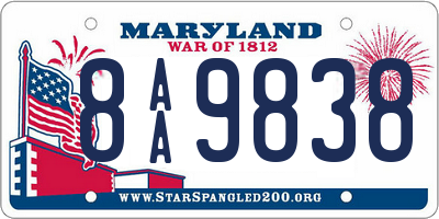 MD license plate 8AA9838