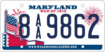 MD license plate 8AA9862