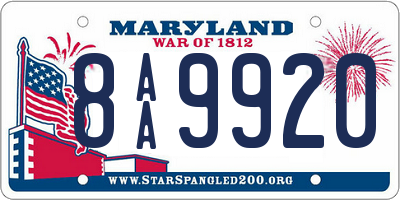 MD license plate 8AA9920