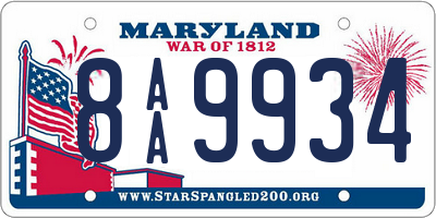 MD license plate 8AA9934