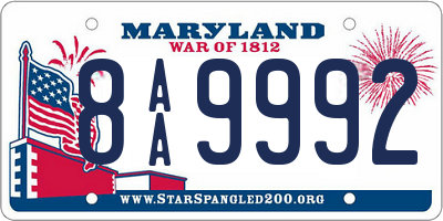 MD license plate 8AA9992