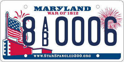 MD license plate 8AB0006
