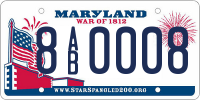 MD license plate 8AB0008