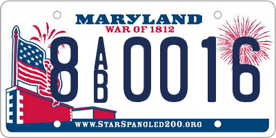 MD license plate 8AB0016