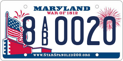 MD license plate 8AB0020