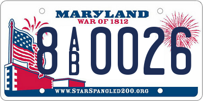 MD license plate 8AB0026