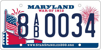 MD license plate 8AB0034