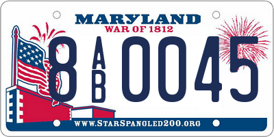 MD license plate 8AB0045