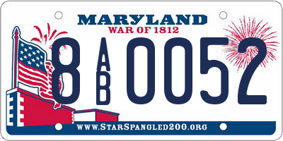 MD license plate 8AB0052