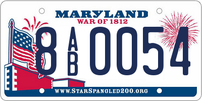 MD license plate 8AB0054