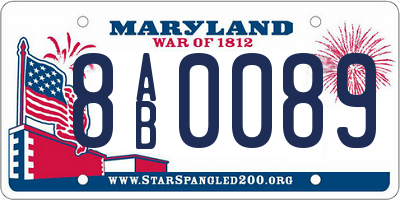 MD license plate 8AB0089