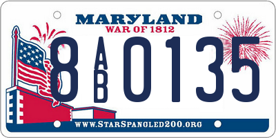 MD license plate 8AB0135