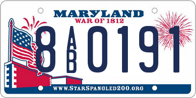 MD license plate 8AB0191