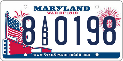 MD license plate 8AB0198