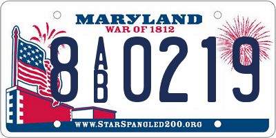 MD license plate 8AB0219