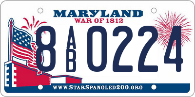 MD license plate 8AB0224