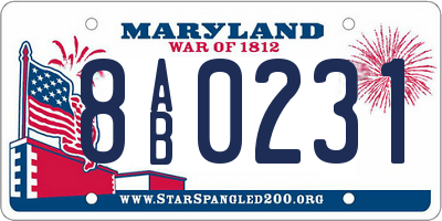MD license plate 8AB0231