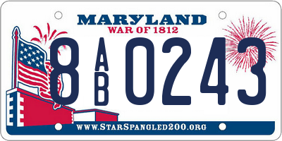 MD license plate 8AB0243