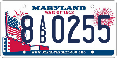 MD license plate 8AB0255