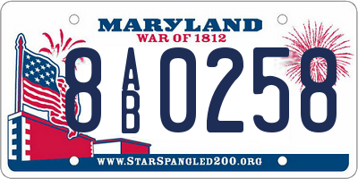 MD license plate 8AB0258
