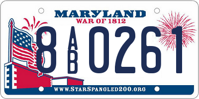MD license plate 8AB0261