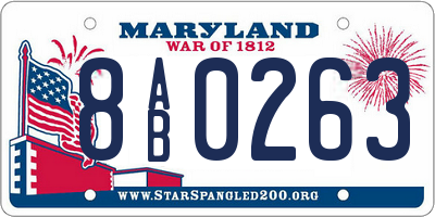 MD license plate 8AB0263