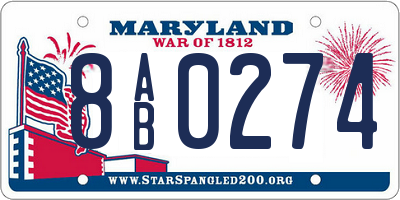 MD license plate 8AB0274