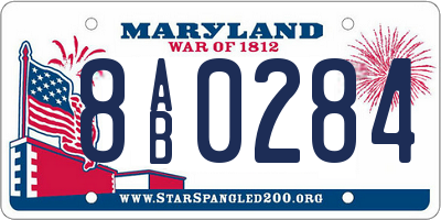 MD license plate 8AB0284