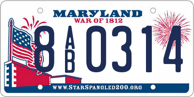 MD license plate 8AB0314