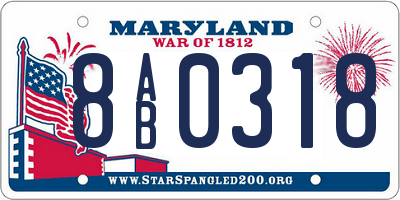 MD license plate 8AB0318