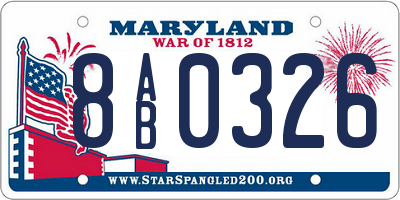 MD license plate 8AB0326
